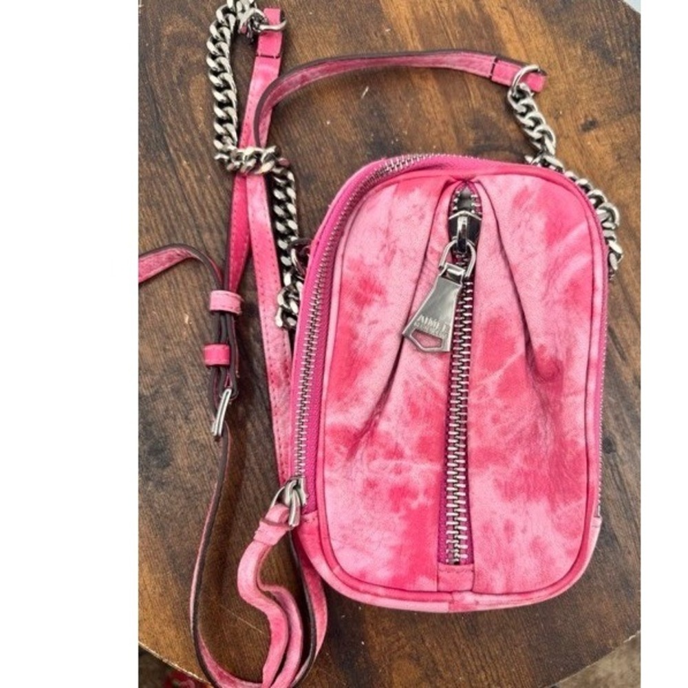 Aimee Kestenberg Tamitha Pink Tie Dye Leather Crossbody Bag Silver Hardware